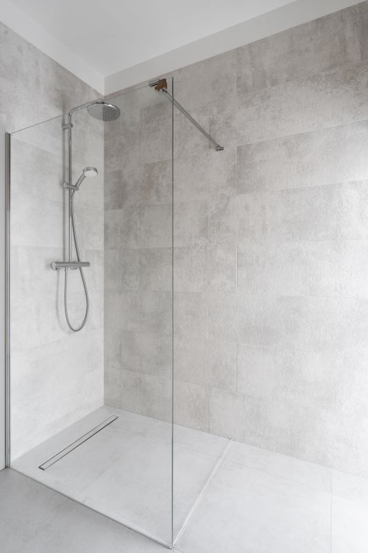 Shower with Rain Head and Frameless Glass